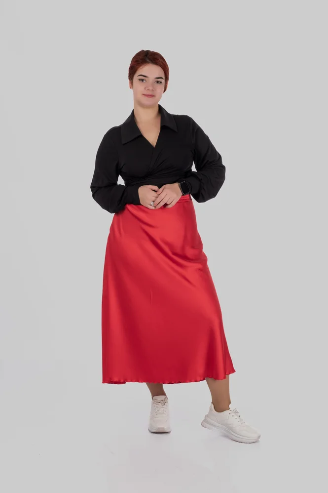 women's plus size silk midi skirt — photo 2 (665x998)