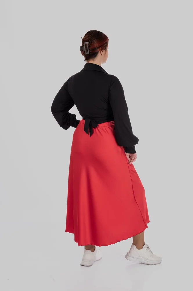 women's plus size silk midi skirt — photo 4 (665x998)