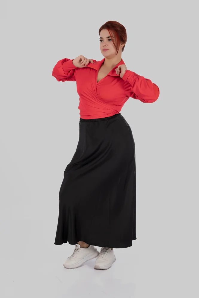 women's plus size silk midi skirt — photo 2 (665x998)