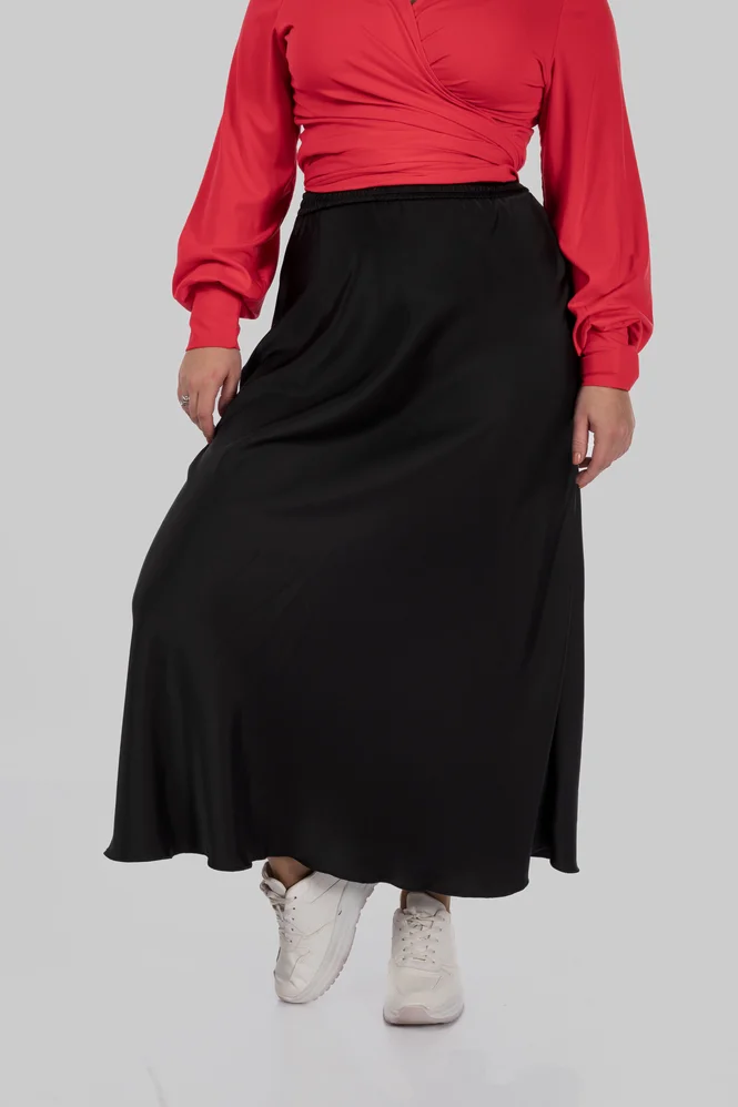 women's plus size silk midi skirt — photo 11 (665x998)