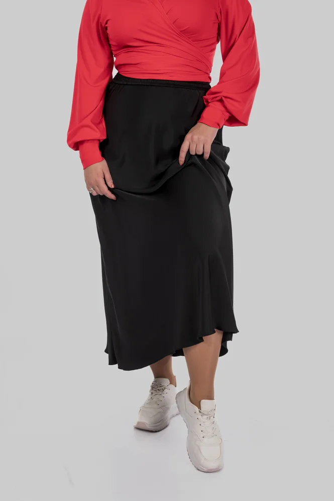 women's plus size silk midi skirt — photo 15 (665x998)