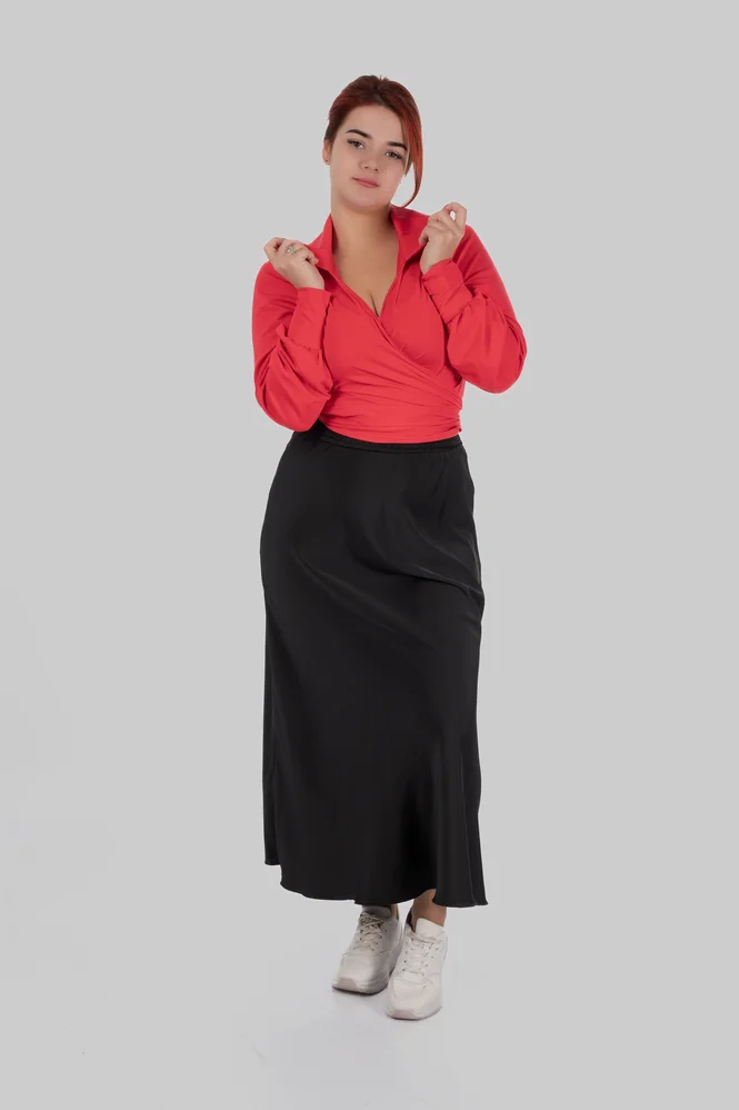 women's plus size silk midi skirt — photo 3 (665x998)