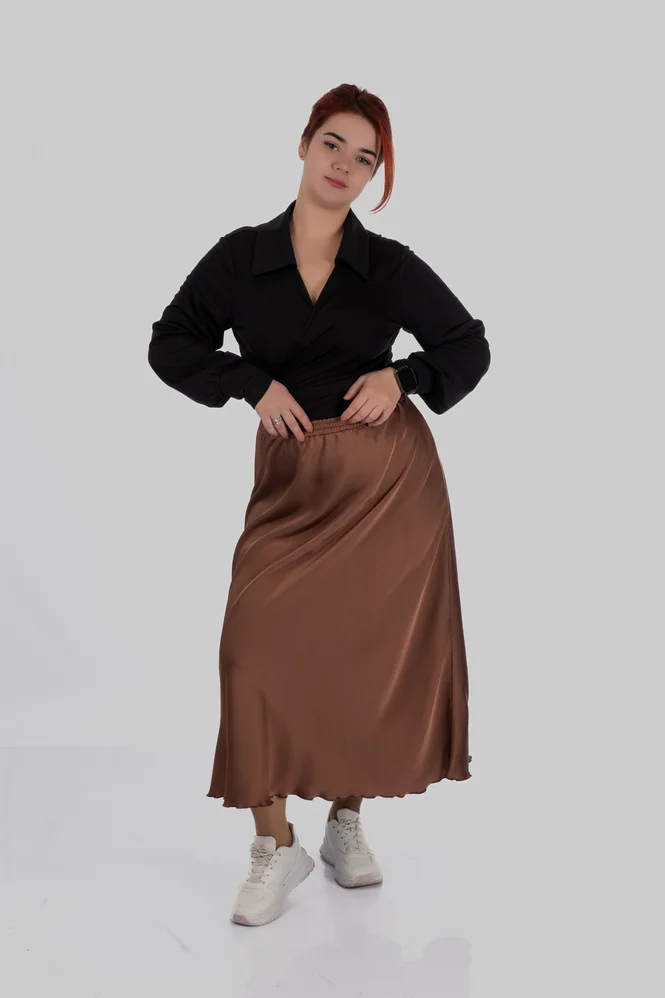 women's plus size silk midi skirt — photo 4 (665x998)