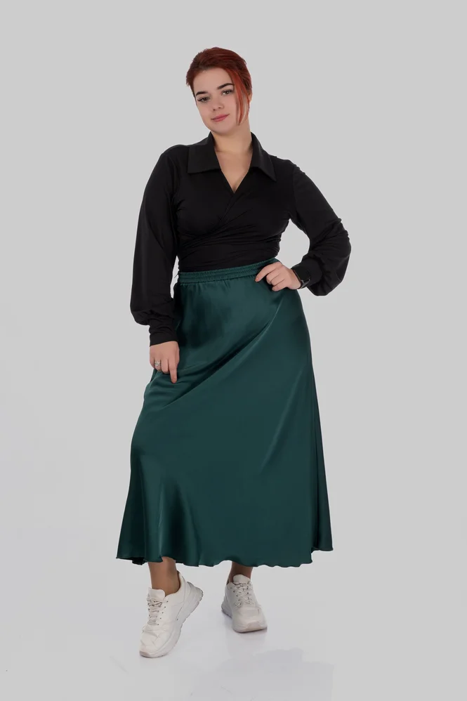 women's plus size silk midi skirt — photo 2 (665x998)