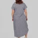 Жіноча сукня-кокон plus size у смужку з кишенями та асиметричним низом SELMA (темно-сірий) — фото 3 (75x75)