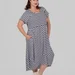 Жіноча сукня-кокон plus size у смужку з кишенями та асиметричним низом SELMA (темно-сірий) — фото 5 (75x75)