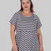 Жіноча сукня-кокон plus size у смужку з кишенями та асиметричним низом SELMA (темно-сірий) — фото 6 (75x75)