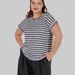 Жіноча віскозна футболка plus size у смужку з коротким рукавом TILDA (темно-сірий) — фото 6 (75x75)