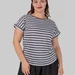 Жіноча віскозна футболка plus size у смужку з коротким рукавом TILDA (темно-сірий) — фото 1 (75x75)