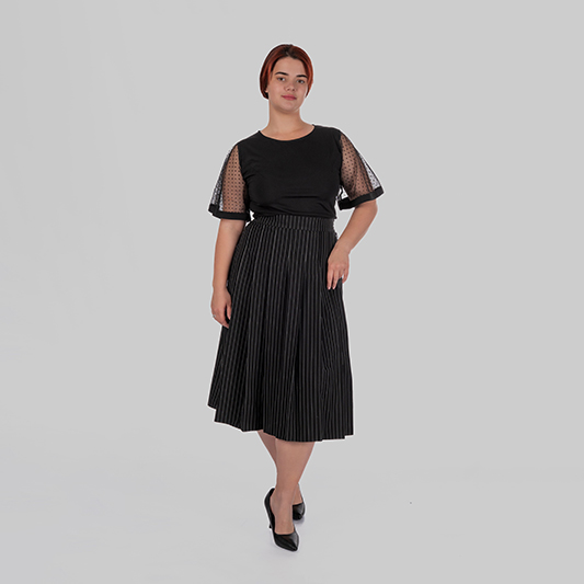 women's plus size pleated high-waisted midi skirt