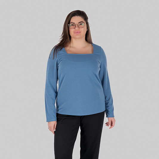 Лонгслів з двонитки з квадратним вирізом SIRA D (Блакитний)