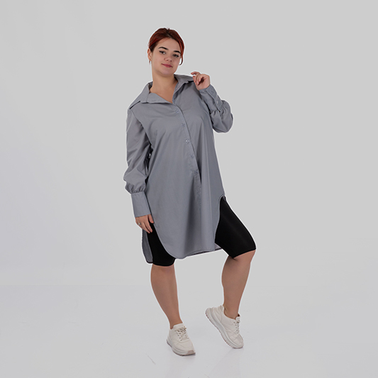 Сорочка подовжена до коліна з боковими розрізами SOLA (Світло-сірий)