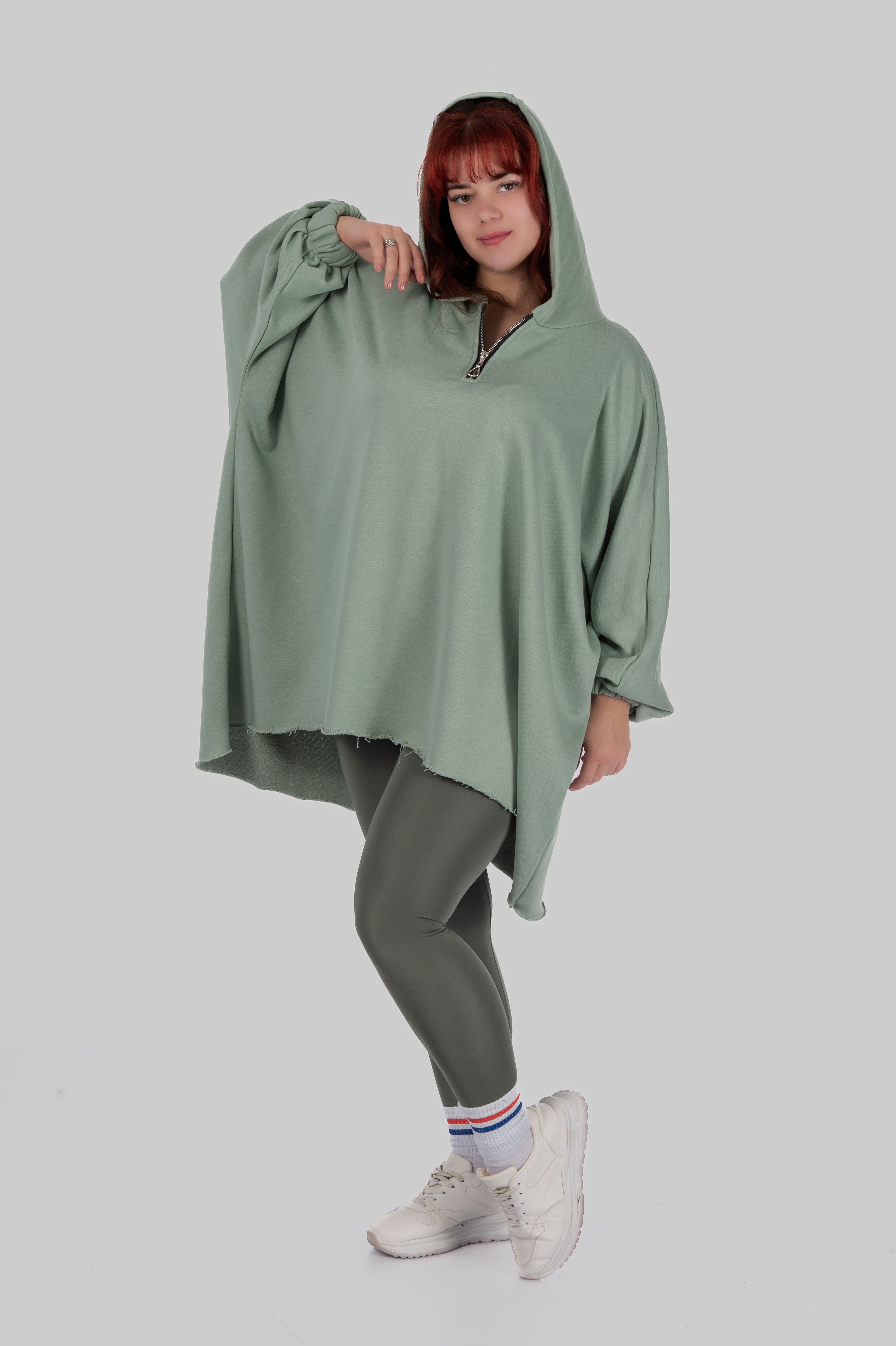 トップス L.G.B. Hooded Poncho / Oversized Top Plus Size Hooded Poncho Sweatshirt — SILVA | TinDay