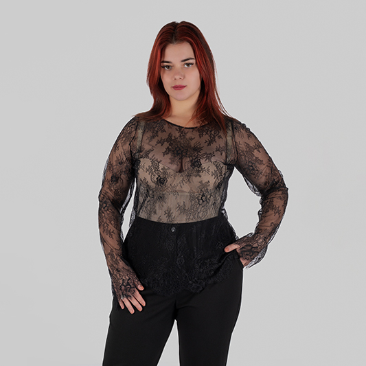 Мереживний лонгслів SELENE (Чорний)