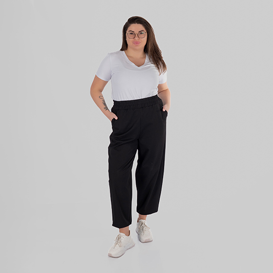 Штани мом з костюмної тканини NORA (Чорний)