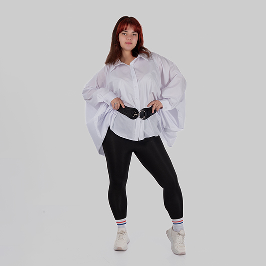 women's plus size poplin poncho shirt