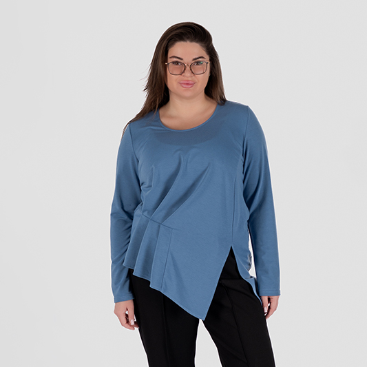 Лонгслів з асиметричною драпіровкою DARIA (Блакитний)