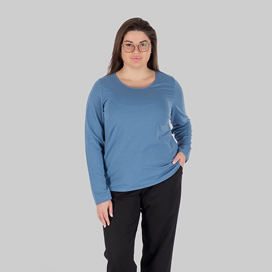 Лонгслів з двонитки із середньою горловиною MIRA (Блакитний)