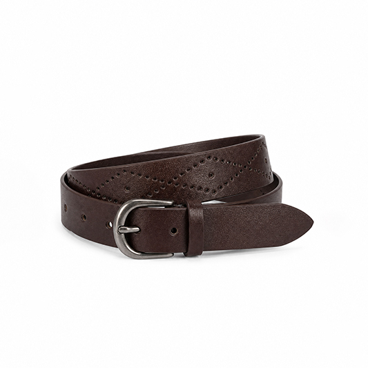 faux leather belt with decorative perforation, 30 mm