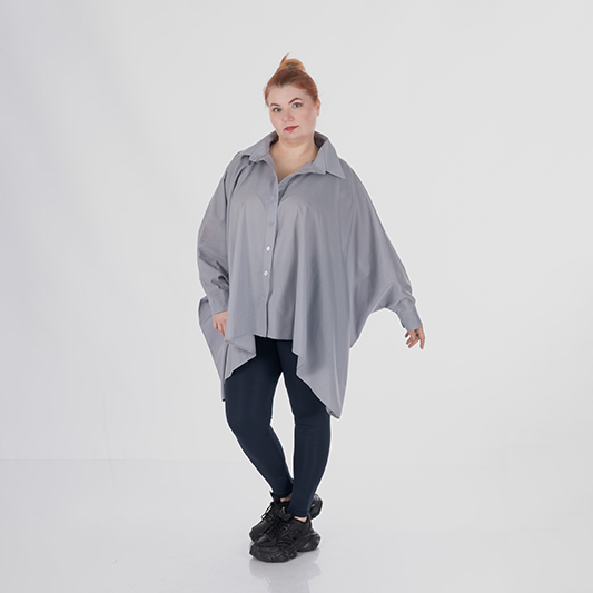 Сорочка-пончо з попліну NELLY (Світло-сірий)