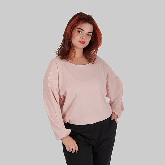 Джемпер рубчик віскоза класичний YUNA (Персиковий)