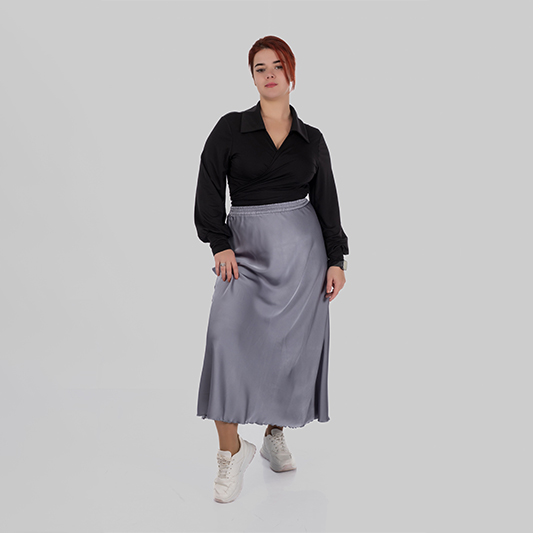 Шовкова спідниця максі SANSA (Світло-сірий)