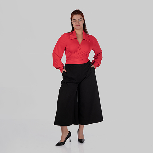 Кюлоти з високою посадкою з віскозної костюмної тканини ELARA (Чорний)