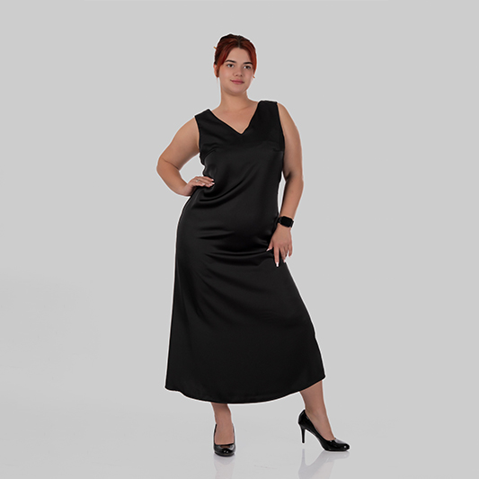 Сукня-комбінація в білизняному стилі міді CHARLOTTE (Чорний)