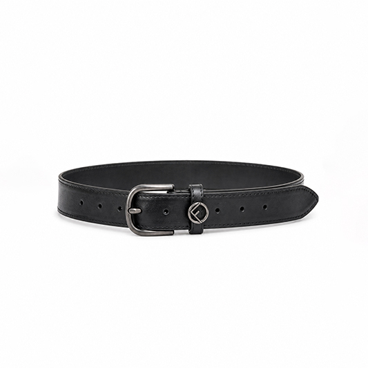 faux leather belt with decorative charm, 30 mm