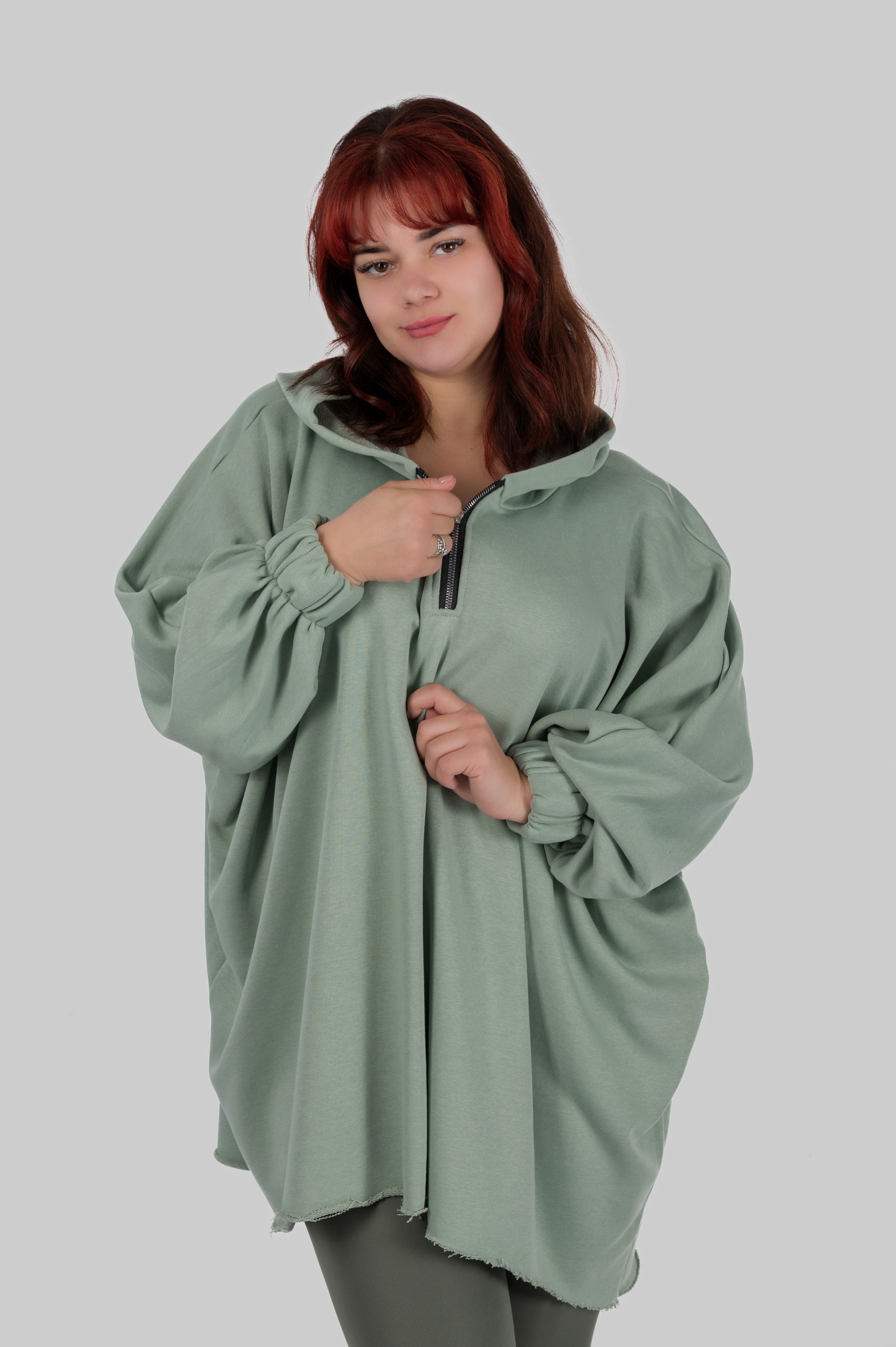 Plus Size Hooded Poncho Sweatshirt — SILVA | TinDay