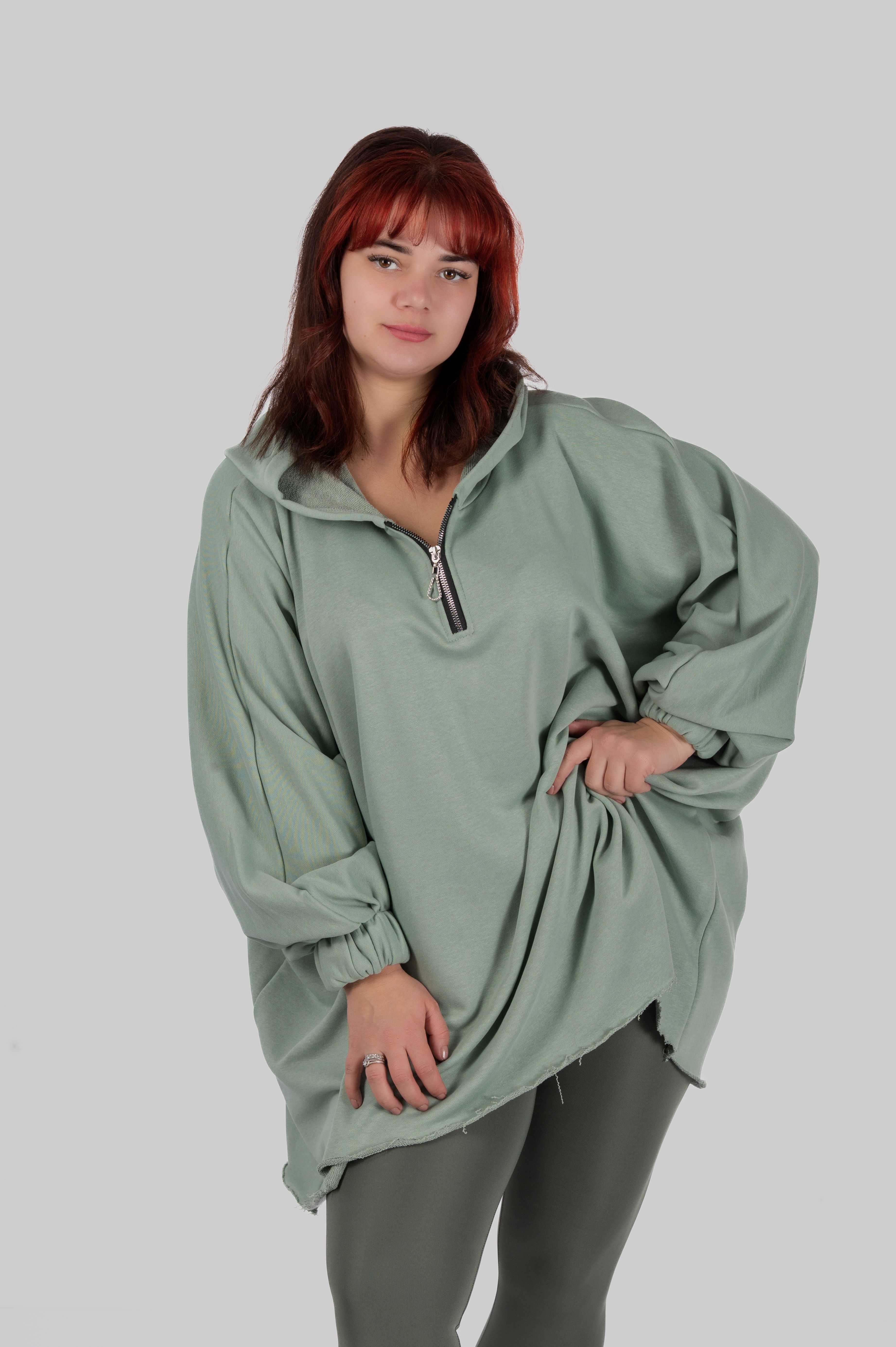 Plus Size Hooded Poncho Sweatshirt — SILVA | TinDay